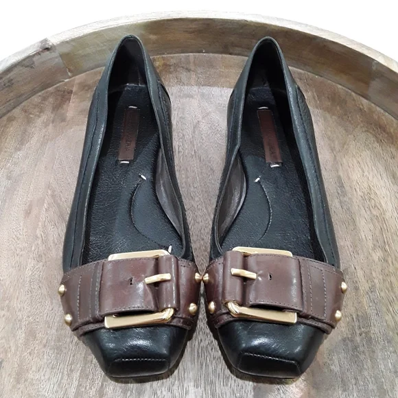 BCBGMAXAZRIA | Leather Square Toe Buckle Flats - Picture 1 of 5